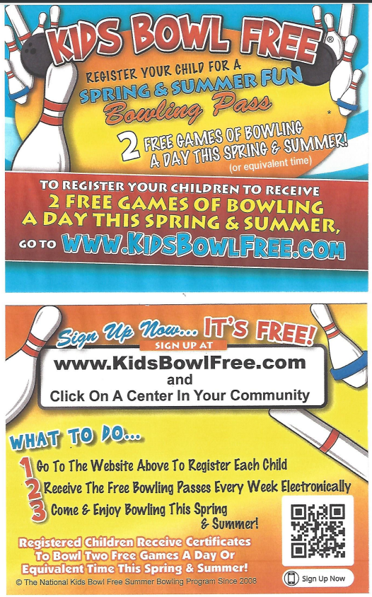 Kids Bowl Free at BAM 2 free games of bowling this summer