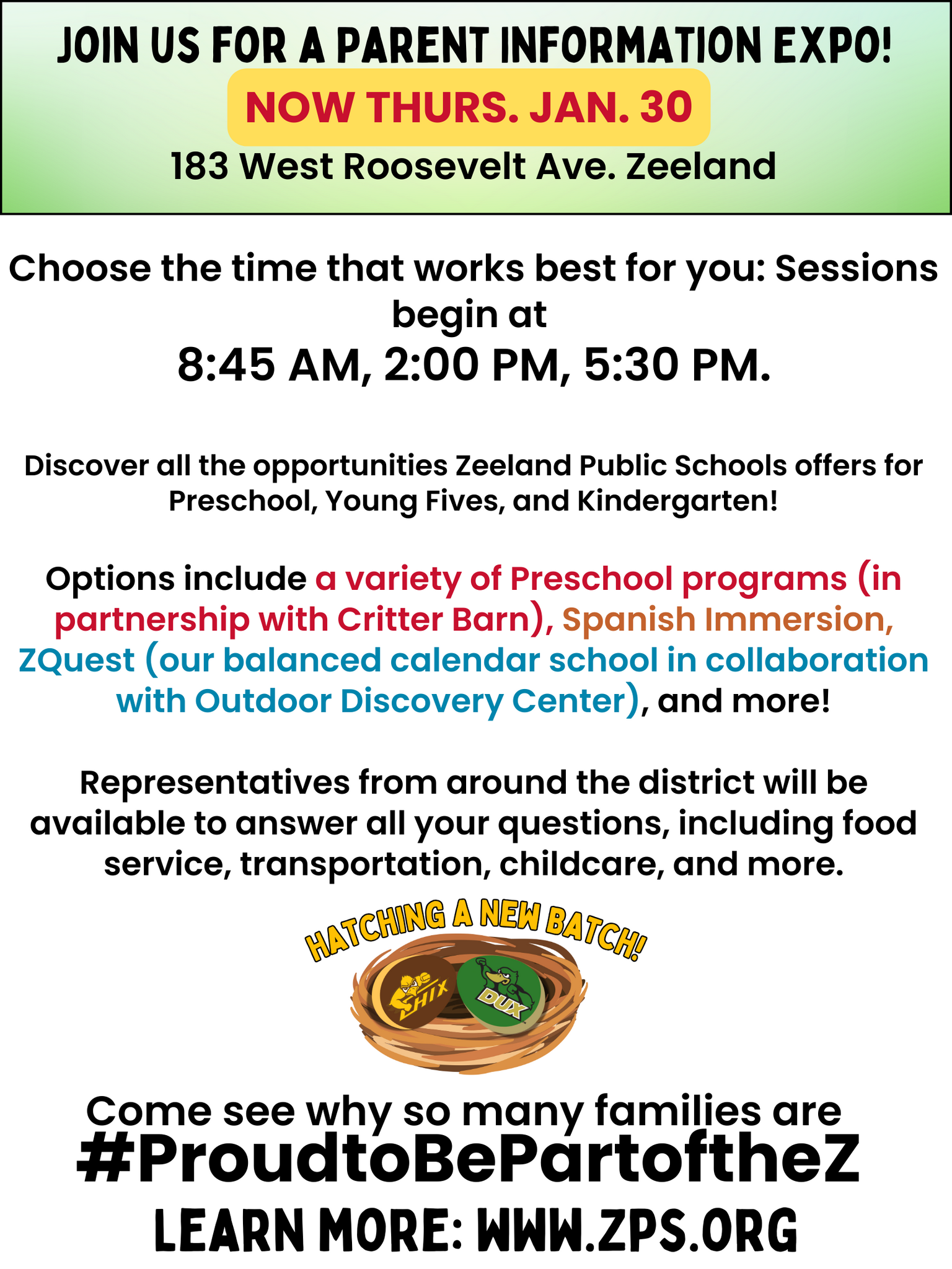 Parent Expo Flier Thur Jan 30